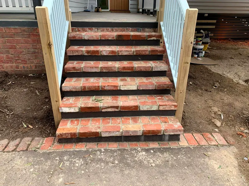 Recycled red brick front steps